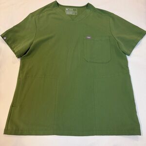 Figs Men's Short Sleeve Green V-Neck Tee